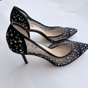 Katy Perry Collections Black Mesh Pointed Toe Sheer Heels Wome's Shoes Size 6.5